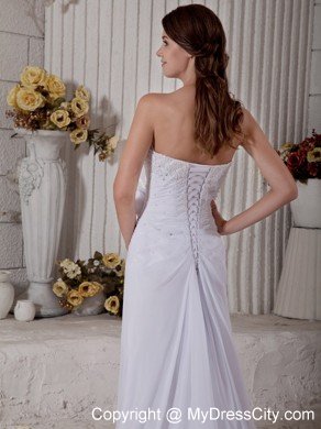 Column Court Train Beading Strapless Flowery Wedding Gowns for Weddings