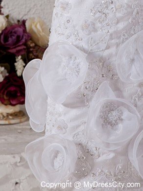 Hot sale Slinky Scoop Beading and Flowers Mini Wedding Dress with Jacket