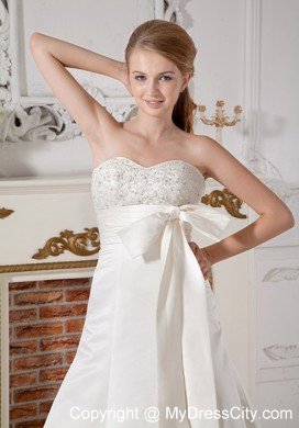 Graceful Sweetheart A-line Court Train Taffeta Beaded Dress for Wedding