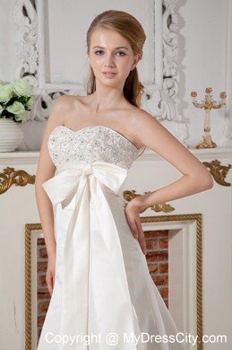 Graceful Sweetheart A-line Court Train Taffeta Beaded Dress for Wedding