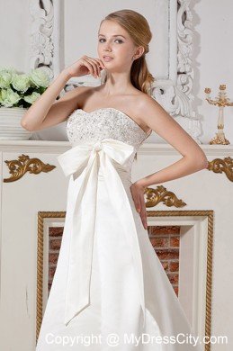 Graceful Sweetheart A-line Court Train Taffeta Beaded Dress for Wedding