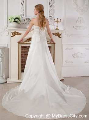 Graceful Sweetheart A-line Court Train Taffeta Beaded Dress for Wedding