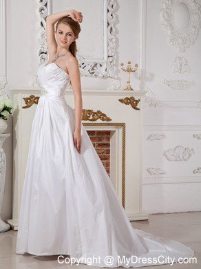 Modern A-line Court Train Appliques Taffeta Sweetheart Wedding Gown