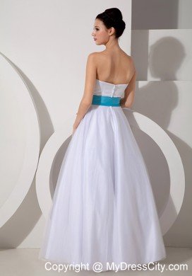 Popular A-line Sweetheart Floor-length Wedding Dress with Sash and Flower