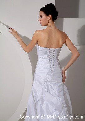 Modern A-line Sweetheart Appliques and Ruches Wedding Dress with Train