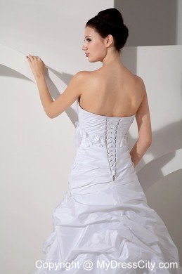 Court Train Square A-line Bridal Gowns with Hand Made Flowers Staps