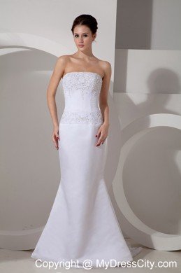 Mermaid Strapless Watteau Train Appliques Wedding Dress for Weddings