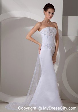 Mermaid Strapless Watteau Train Appliques Wedding Dress for Weddings