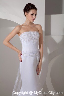 Mermaid Strapless Watteau Train Appliques Wedding Dress for Weddings