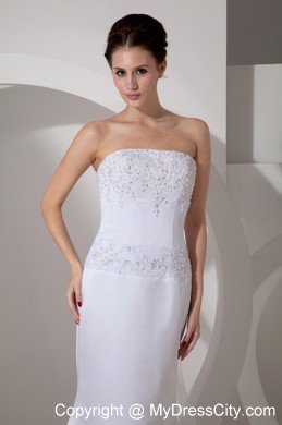 Mermaid Strapless Watteau Train Appliques Wedding Dress for Weddings