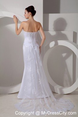 Mermaid Strapless Watteau Train Appliques Wedding Dress for Weddings