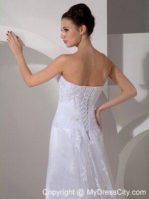 Mermaid Strapless Watteau Train Appliques Wedding Dress for Weddings