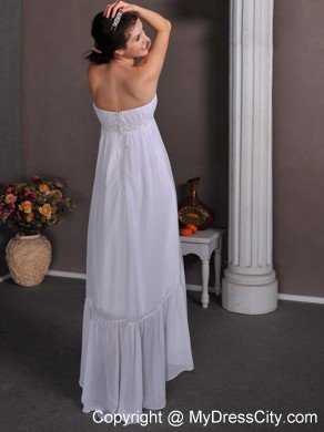 Elegant Strapless High-low Chiffon Empire Appliques Wedding Dress