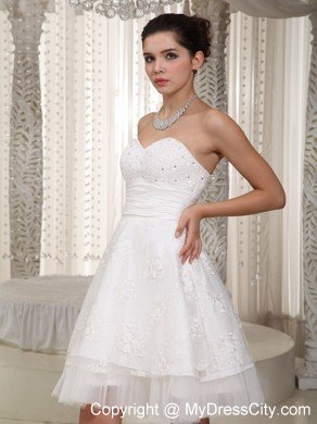 Desirable A-line Sweetheart Mini-length Wedding Gowns with Beadings