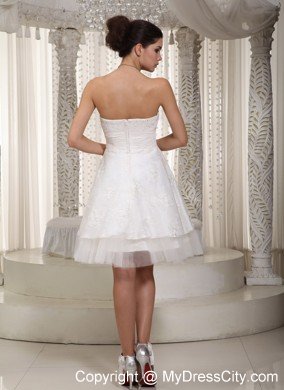 Desirable A-line Sweetheart Mini-length Wedding Gowns with Beadings