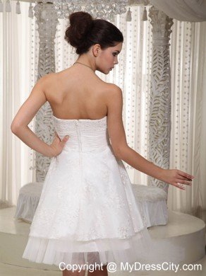 Desirable A-line Sweetheart Mini-length Wedding Gowns with Beadings