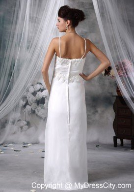 Lovely Floor-length Spaghetti Straps Appliques Wedding Dress Zipper-up