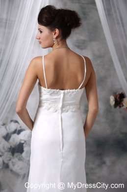 Lovely Floor-length Spaghetti Straps Appliques Wedding Dress Zipper-up