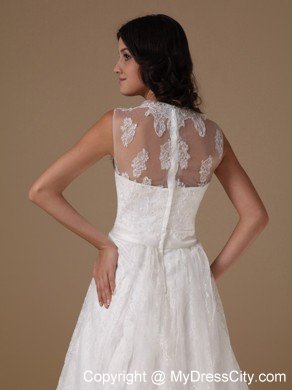 A-line Square Neck Taffeta Beaded Wedding Dress with Lace Train