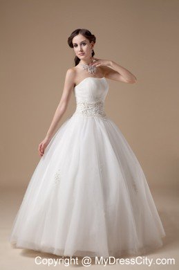 Elegant Ball Gown Strapless Appliques Long Wedding Dress