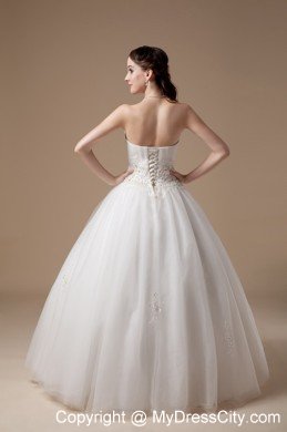 Elegant Ball Gown Strapless Appliques Long Wedding Dress