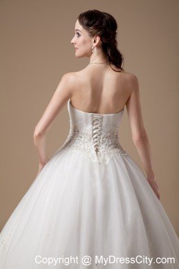 Elegant Ball Gown Strapless Appliques Long Wedding Dress