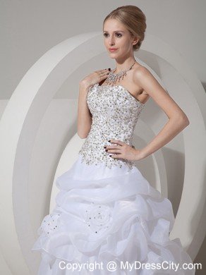 Full Beaded Bodice A-line Wedding Dress with Hand Made Flowers