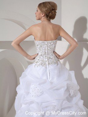 Full Beaded Bodice A-line Wedding Dress with Hand Made Flowers