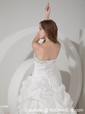 Luxurious A-line Chapel Train Beaded and Pick-ups Bridal dress