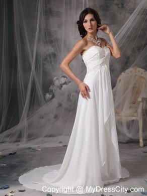 Romantic Empire Sweetheart Court Train Appliques Bridal dress