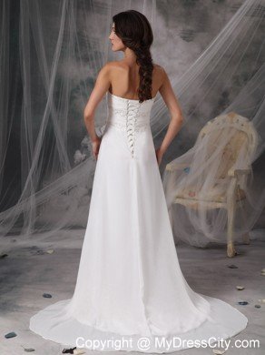 Romantic Empire Sweetheart Court Train Appliques Bridal dress