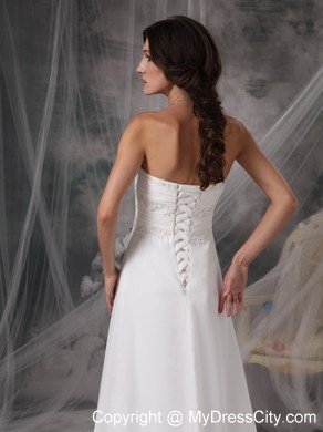 Romantic Empire Sweetheart Court Train Appliques Bridal dress