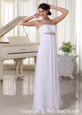 Beaded Chiffon Empire Floor-length Destination Wedding Dress