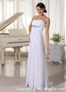 Beaded Chiffon Empire Floor-length Destination Wedding Dress