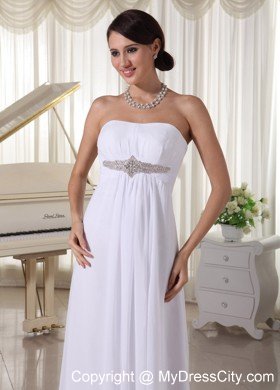 Beaded Chiffon Empire Floor-length Destination Wedding Dress