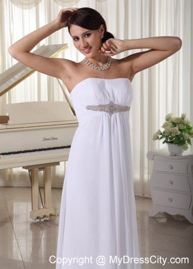 Beaded Chiffon Empire Floor-length Destination Wedding Dress