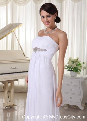 Beaded Chiffon Empire Floor-length Destination Wedding Dress