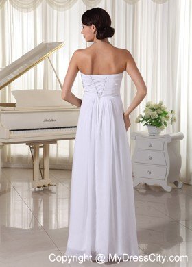 Beaded Chiffon Empire Floor-length Destination Wedding Dress