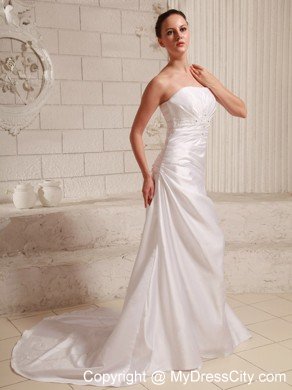 Modest Appliques with Beading Court Train A-line Bridal Gown