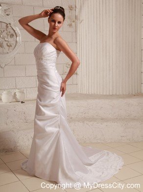 Modest Appliques with Beading Court Train A-line Bridal Gown