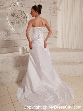 Modest Appliques with Beading Court Train A-line Bridal Gown