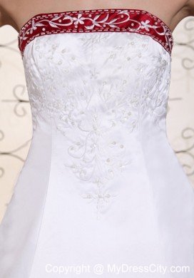 Embroidery in Satin Modest Chapel Train Church Wedding Dress