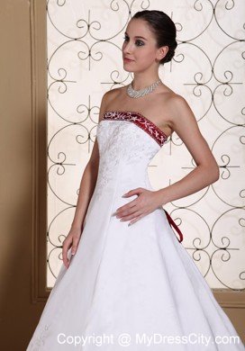 Embroidery in Satin Modest Chapel Train Church Wedding Dress