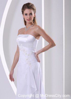 Sheath Appliques and Ruches Wedding Dress for Beach Wedding