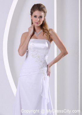 Sheath Appliques and Ruches Wedding Dress for Beach Wedding