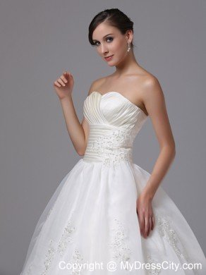 Ruched Bodice and Sweetheart Appliques Ball Gown Bridal dress