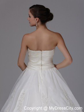 Ruched Bodice and Sweetheart Appliques Ball Gown Bridal dress