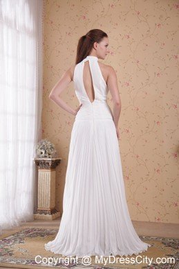 High-neck Floor-length Wedding Dress with Peekaboo Keyhole