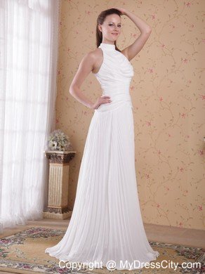 High-neck Floor-length Wedding Dress with Peekaboo Keyhole