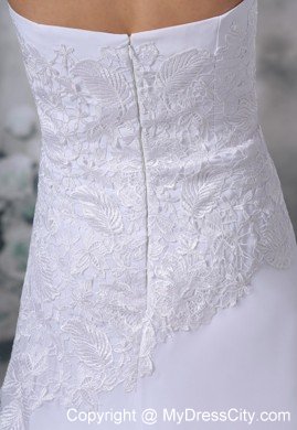 Lace Decorated Bodice Strapless Court Train Wedding Dress